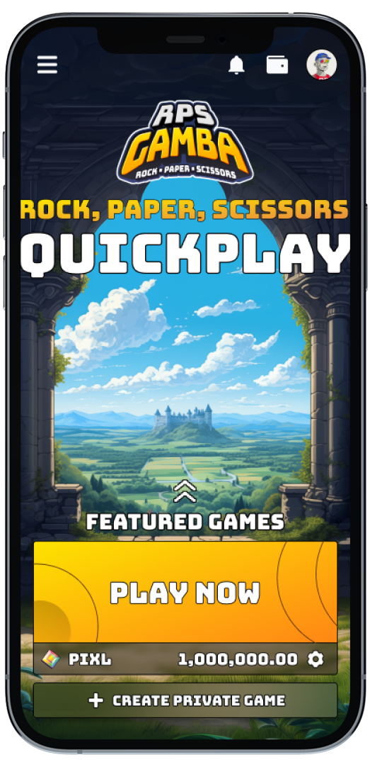 RPS Gamba home screen on mobile
